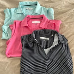Pebble Beach Dry-Luxe Golf Sleeveless Polo Medium Lot of 3 Black Pink Green